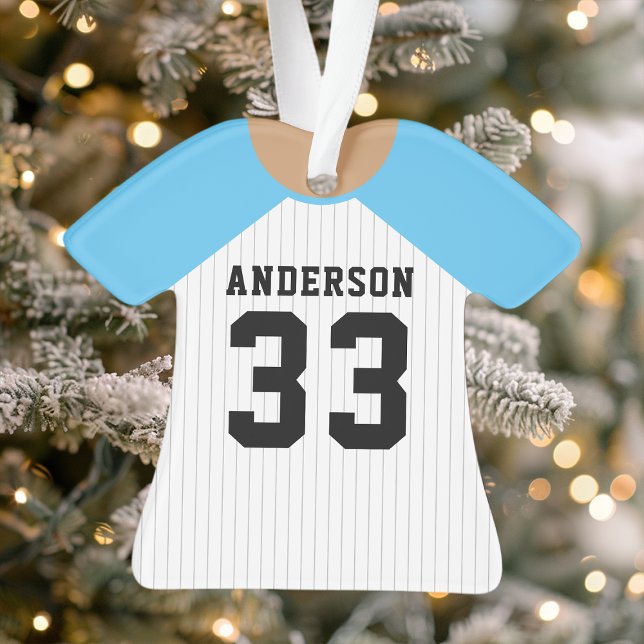 Personalised Blue Baseball Jersey Ornament (Creator Uploaded)