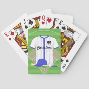 Personalised blue baseball playing cards