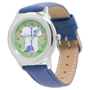 Personalised blue baseball watch