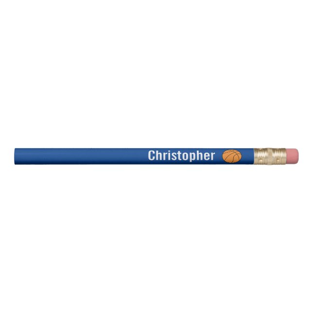 Personalised Blue Basketball Pencil (Front)