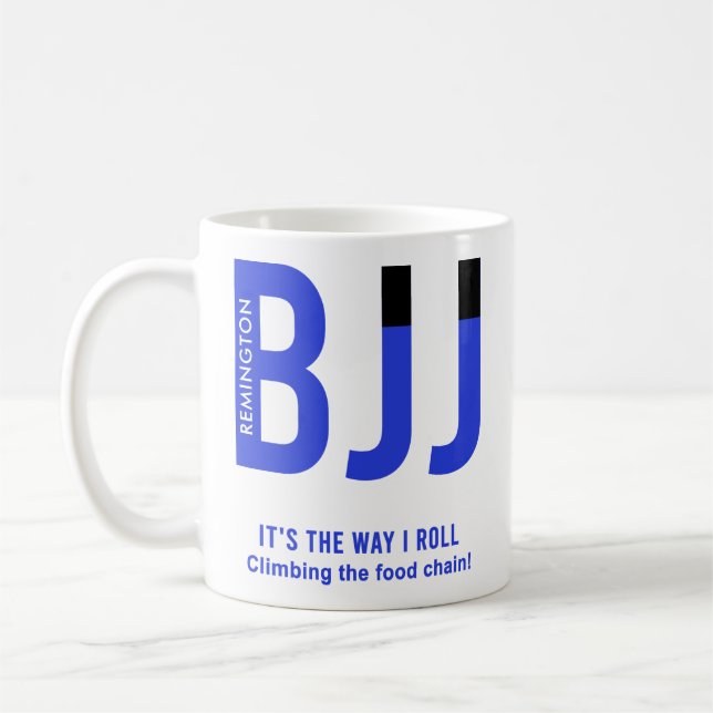 Personalised Blue Belt BJJ Jiu Jitsu Coffee Mug (Left)