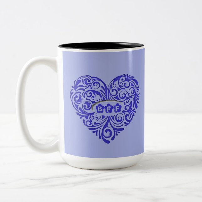 Personalised Blue BFF Heart Mug (Left)