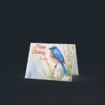 Personalised Blue Bird Flowers Watercolor birthday Card<br><div class="desc">Personalised Blue Bird Spring Flowers Watercolor</div>