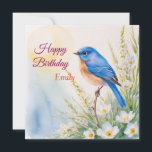 Personalised Blue Bird Flowers Watercolor birthday Card<br><div class="desc">Personalised Blue Bird Spring Flowers Watercolor</div>