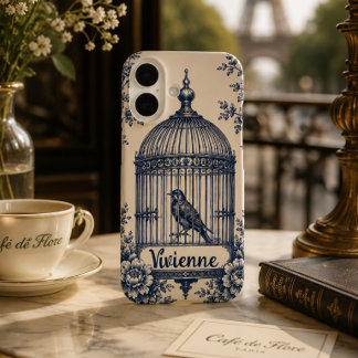 Personalised Blue Birdcage Toile  iPhone 16 Case