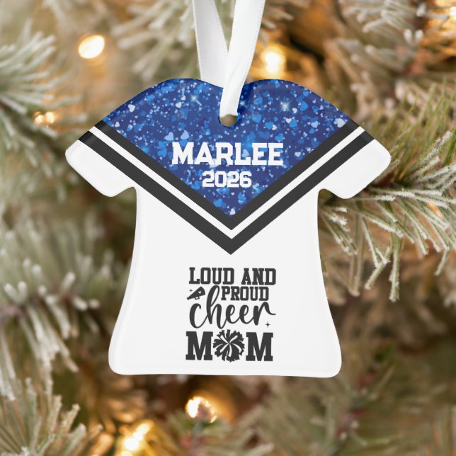 Personalised Blue & Black Cheer Mum Ornament  (Tree)