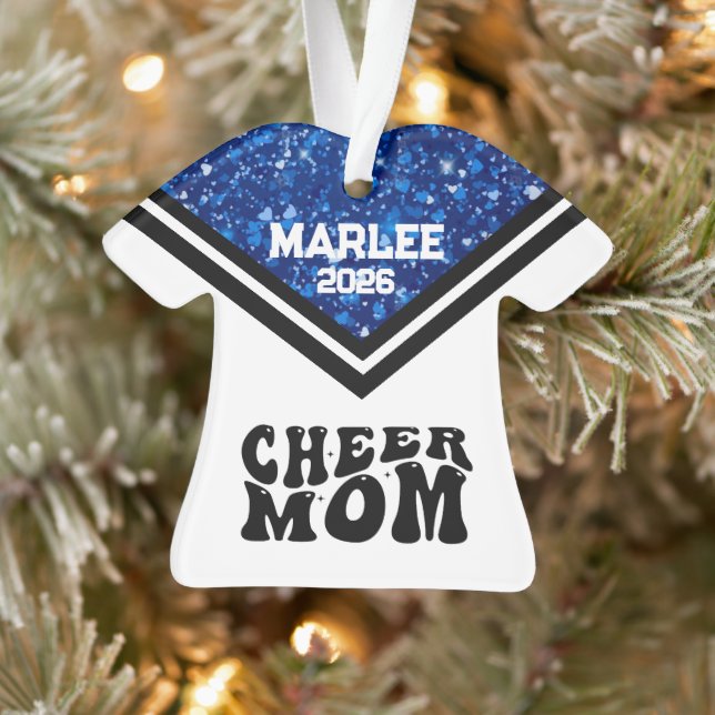 Personalised Blue & Black Cheer Mum Ornament  (Tree)