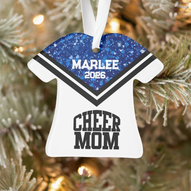 Personalised Blue & Black Cheer Mum Ornament  (Tree)