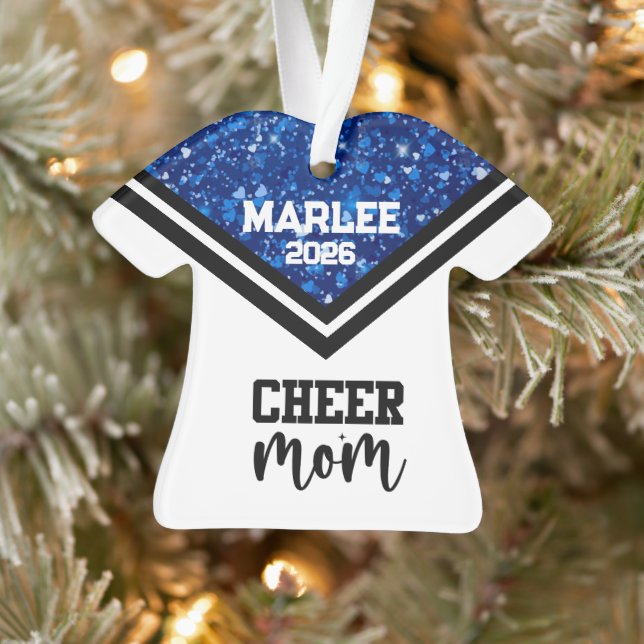 Personalised Blue & Black Cheer Mum Ornament  (Tree)