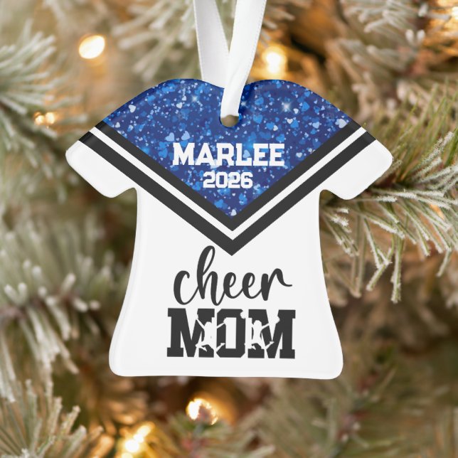 Personalised Blue & Black Cheer Mum Ornament  (Tree)