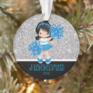 Personalised Blue & Black Cheerleading Ornament