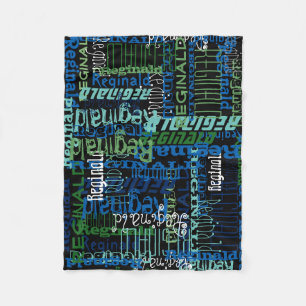 Personalised Blue/Black Custom Name Collage Boy's Fleece Blanket