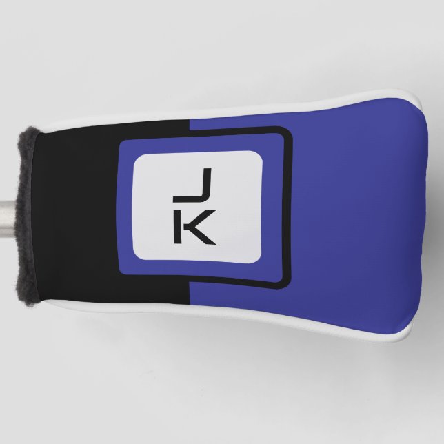 Personalised Blue Black Golf Head Putter Cover (Front)