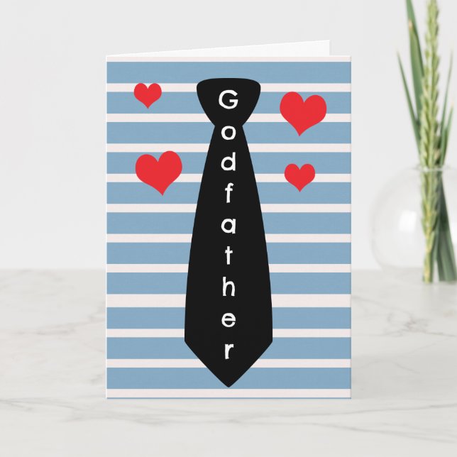 Personalised Blue Black Tie Godfather Father's Day Card (Front)