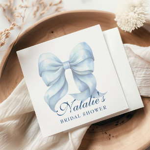 Personalised Blue Bow Bridal Shower Fancy Napkin