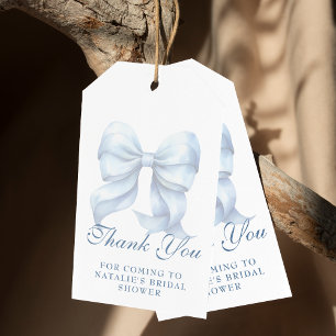 Personalised Blue Bow Bridal Shower Thank You Gift Tags