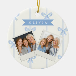 Personalised Blue Bow Coquette Name Aesthetic Ceramic Tree Decoration