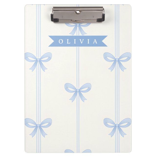 Personalised Blue Bow Coquette Name Aesthetic Clipboard (Front)