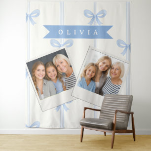 Personalised Blue Bow Coquette Name Aesthetic Tapestry