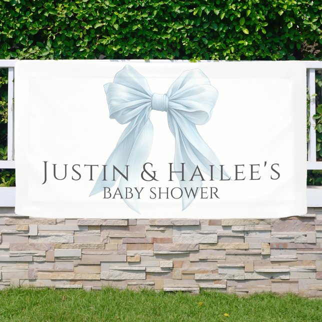 Personalised Blue Bow Girl Coquette Baby Shower Banner (Creator Uploaded)
