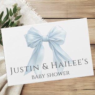 Personalised Blue Bow Girl Coquette Baby Shower Guest Book