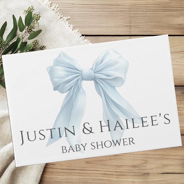 Personalised Blue Bow Girl Coquette Baby Shower Guest Book (Creator Uploaded)