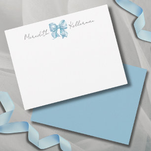 Personalised Blue Bow Name Monogram Card