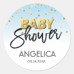 Personalised Blue BOY Gold Baby Shower Labels