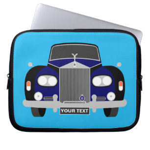 Personalised Blue British classic Limousine car Laptop Sleeve