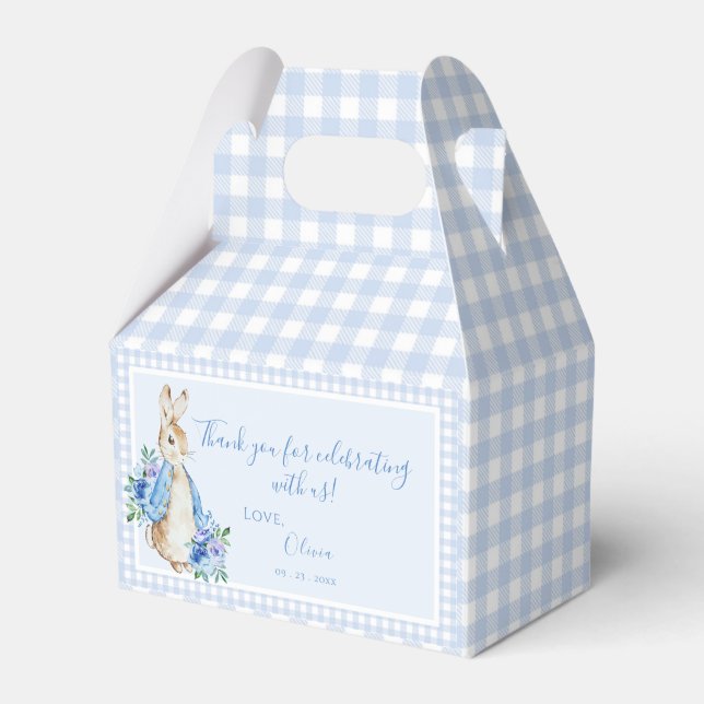 Personalised Blue Bunny Baby Shower Favour Box (Front Side)