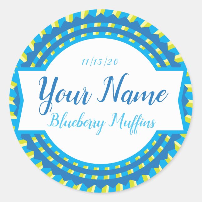 Personalised Blue Burst Bakery Label (Front)