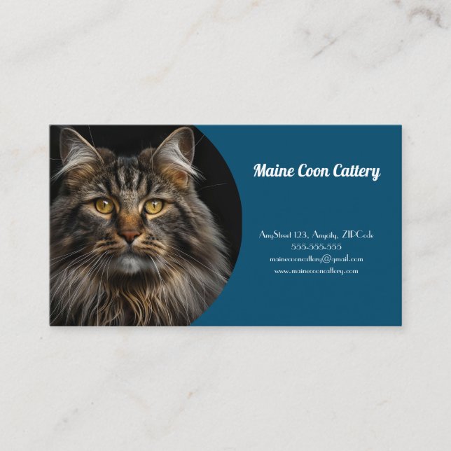 Personalised Blue Business Card For Cattery  (Front)