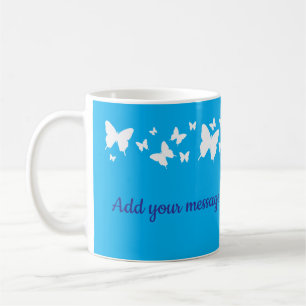 Personalised blue butterfly mug wedding favour