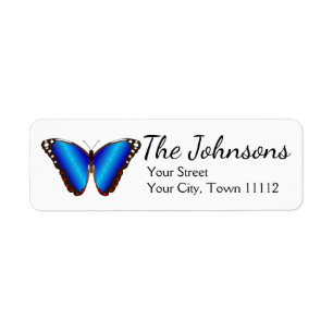 Personalised Blue Butterfly Return Address Labels