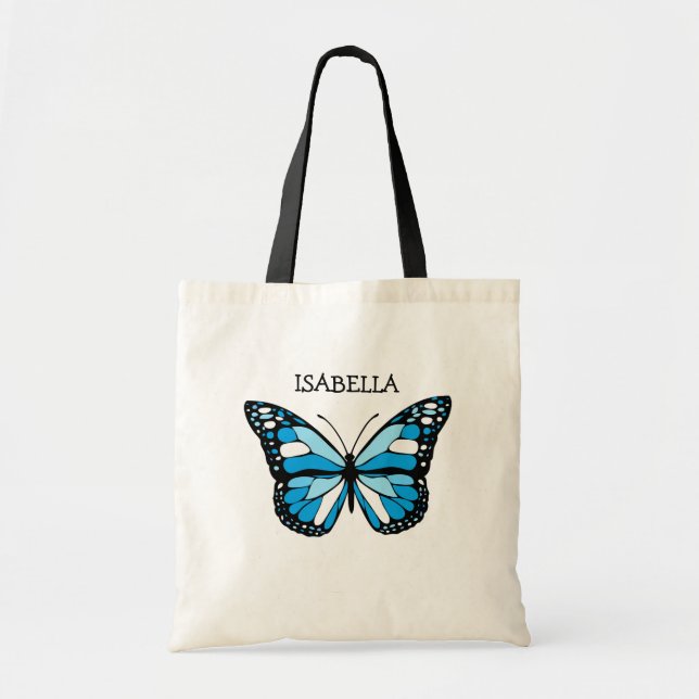 Personalised Blue Butterfly Tote Bag (Front)
