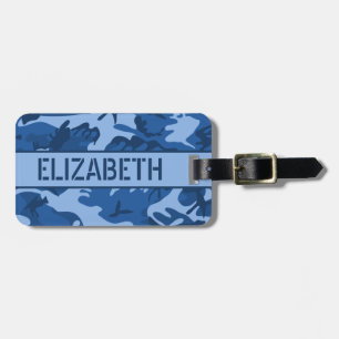 Personalised Blue Camo Luggage Tag