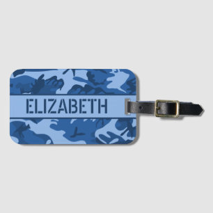Personalised Blue Camo Luggage Tag