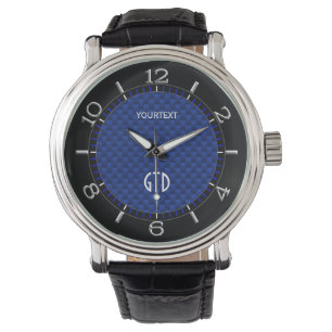 Personalised Blue Carbon Like Print Background Watch