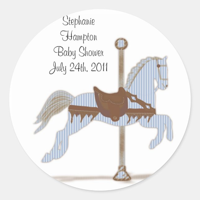 Personalised Blue Carousel Horse Sticker (Front)