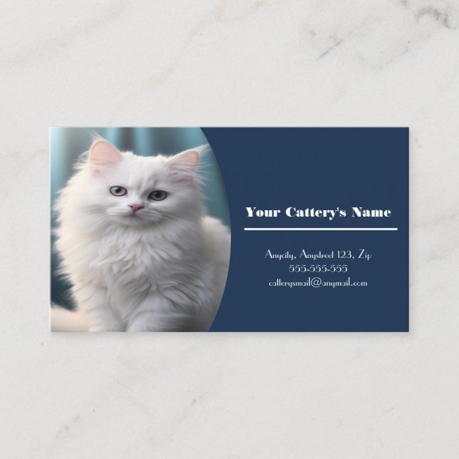 Personalised Blue Cattery Business Card (Front)