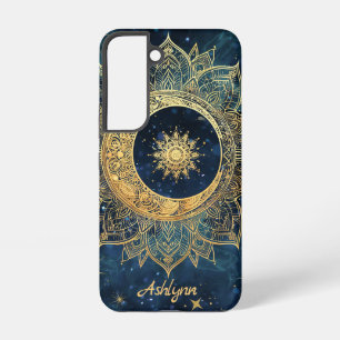Personalised Blue Celestial Gold Sun Moon Mandala Samsung Galaxy Case