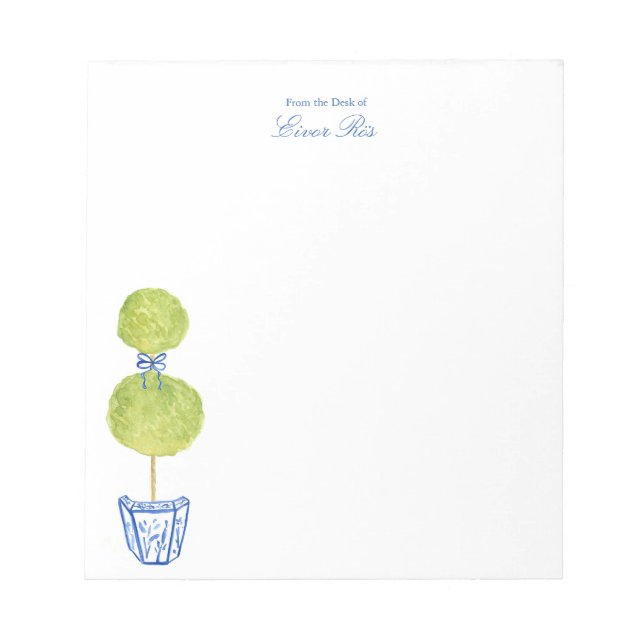Personalised Blue Chinoiserie Tree Notepad  (Front)