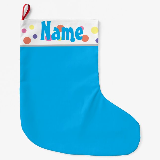 Personalised blue Christmas Kids stocking (Front)