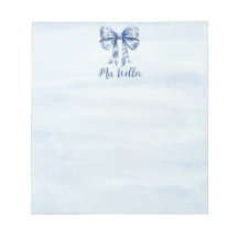 Personalised Blue Coquette Bow New Teacher