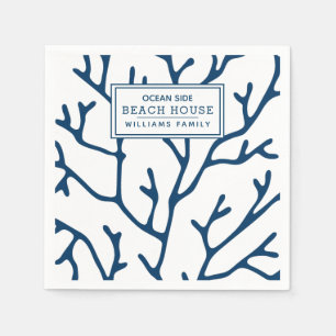 Personalised Blue Coral Pattern - Beach House Napkin