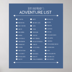 Personalised blue couple's adventure list poster