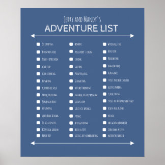 Personalised blue couple's adventure list poster