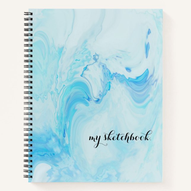 Personalised Blue Cover Minimalist Sketchbook Notebook (Front)