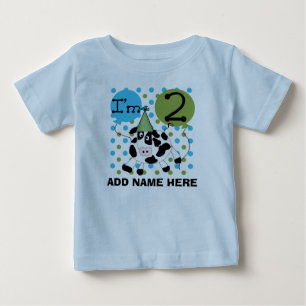Personalised Blue Cow 2nd Birthday Tshirt