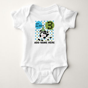 Personalised Blue Cow 3rd Birthday Tshirt